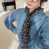 French Lazy Style Black Polka Dot Long Silk Scarf Light Luxury Retro High-End Temperament Thin Scarf Tied Hair Band