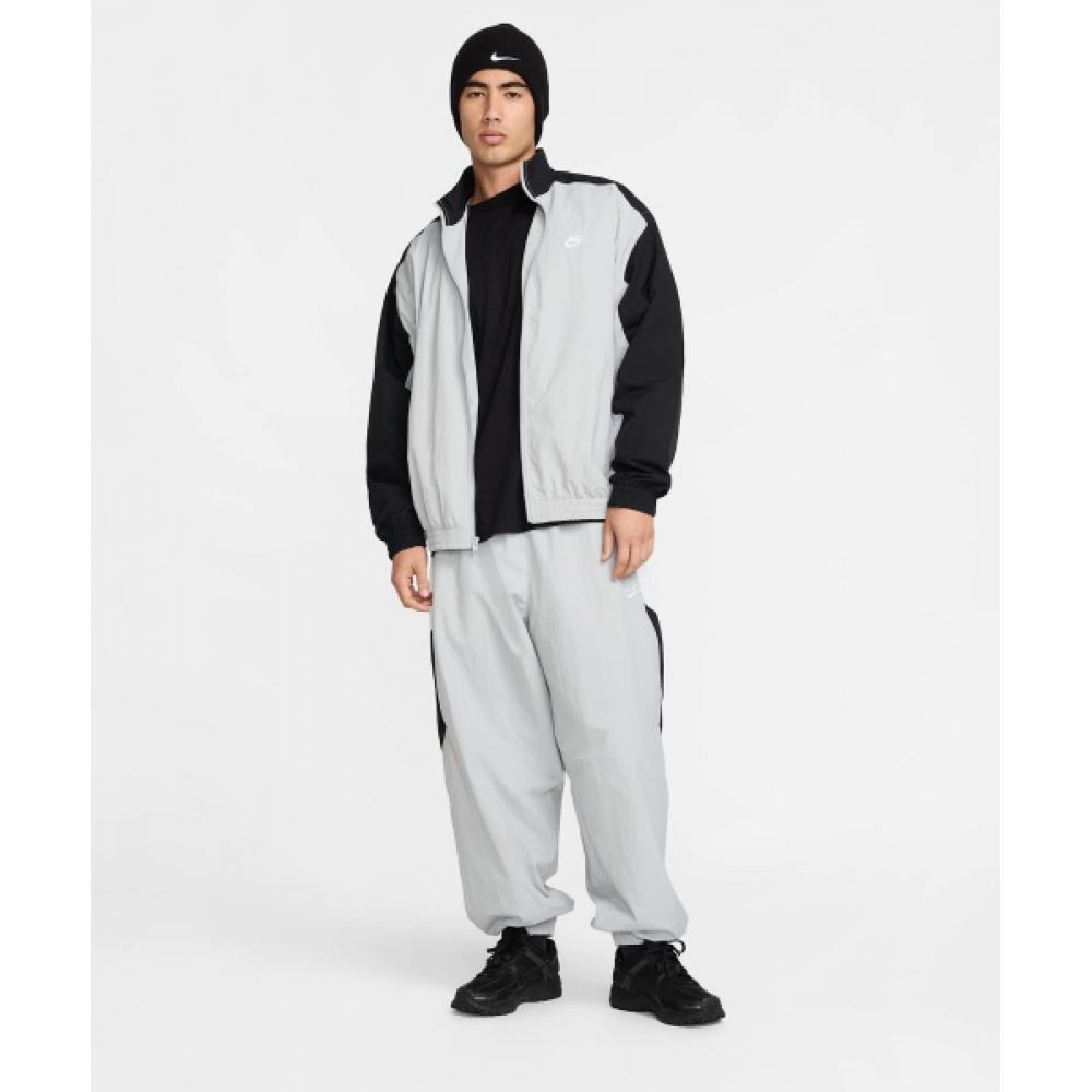 Nike Спортивная куртка Club Oversize Woven Track Jacket M Light sMoke Gray Black White Hq6110 077