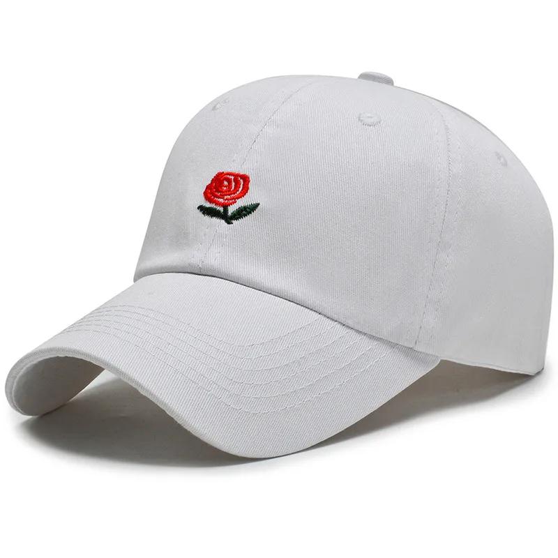 1 Pcs Unisex Rose Embroidery Baseball Cap For Men Women Flower Cap Rapper Street Hip Pop Hats Outdoor Sports Female Hat
