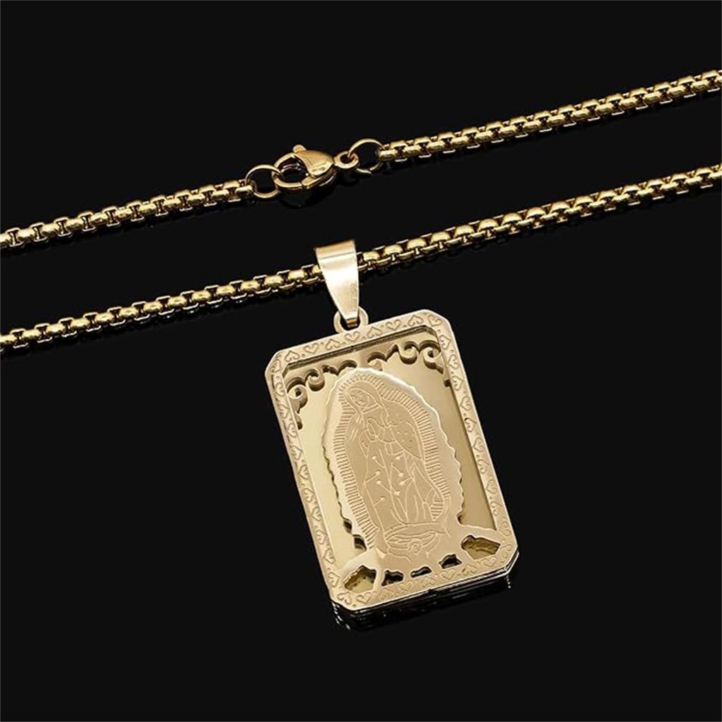 Винтажный кулон из нержавеющей стали с изображением Девы Марии, ожерелье для верующих, мужской религиозный кулон для молитвы