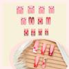 24Pcs French Fake Nails with Cherry Heart Design Fashionable Sweet And Cool Style Manicure for Woman
