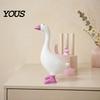 Small Metal Object Holder Magnetic Goose Key Holder, Resin Statue for Entryway Decor, Cute Animal Vivid Duck Desktop Ornament with Mouth Storage
