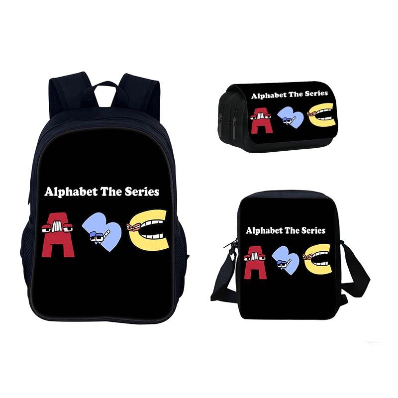 Alphabet Lore Backpack Cool And Breathable Student Bag For School In Red/black