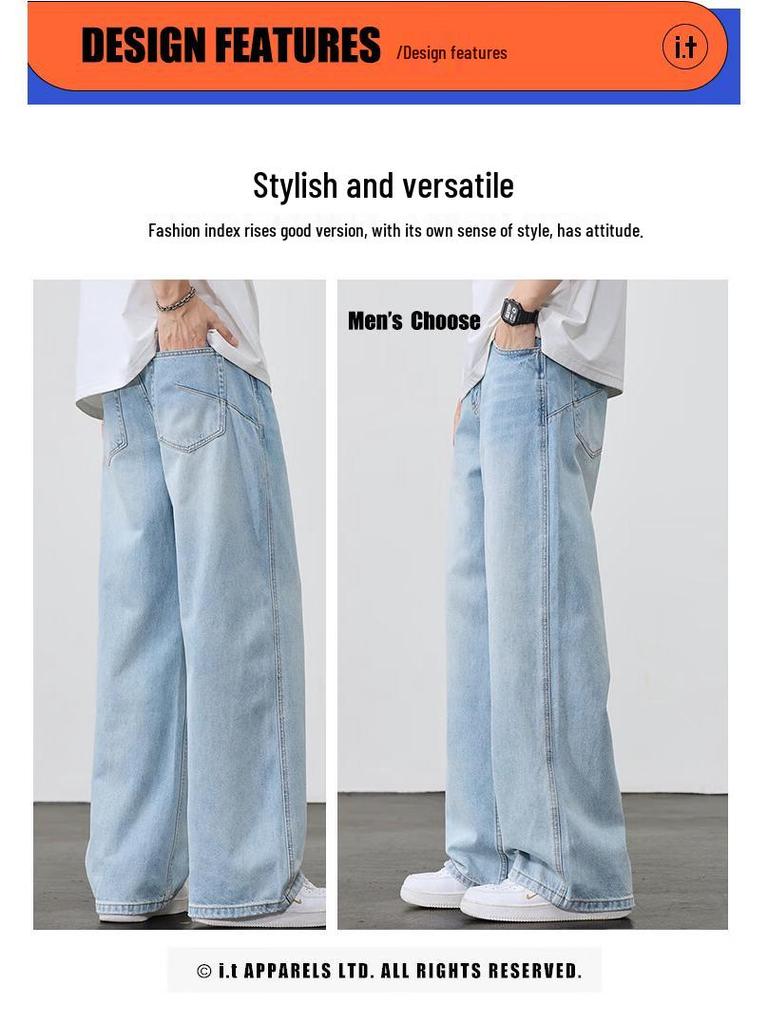 Izzue IT Мужские летние повседневные джинсы прямого кроя