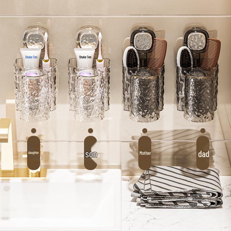 Настенный держатель для зубных щеток и стакана для полоскания на присосках, не требующий сверления