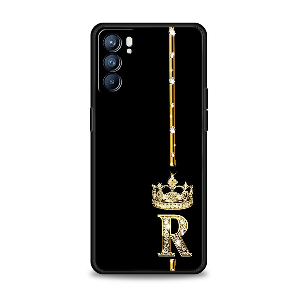 Чехол для Oppo Find X6 Pro X5 A54 A53 A52 A9 A15 A95 A17 A16 A76 A74 A57 A31 Reno8 Reno7 Reno6 Pro 5G, чехол с короной и буквами