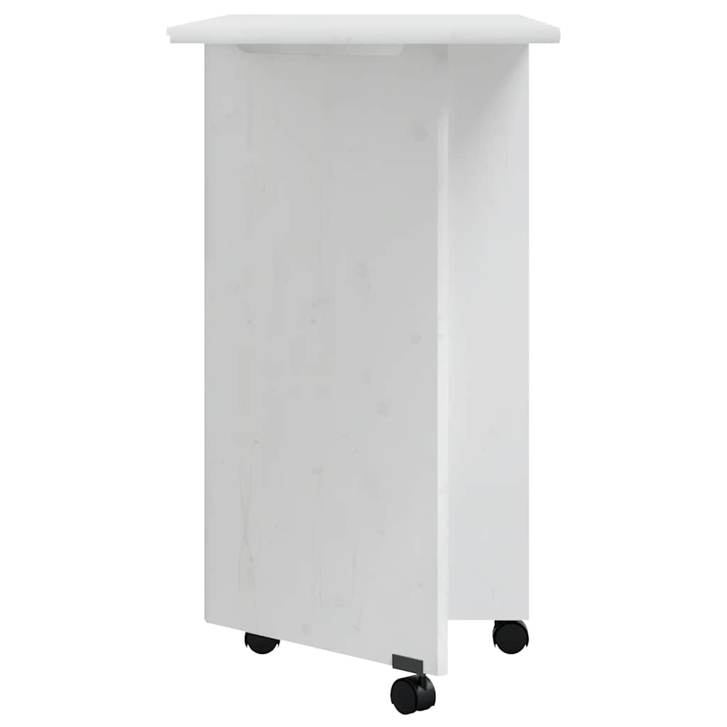 Mobile Filing Cabinet with Desk MOSS White Solid Pine Wood