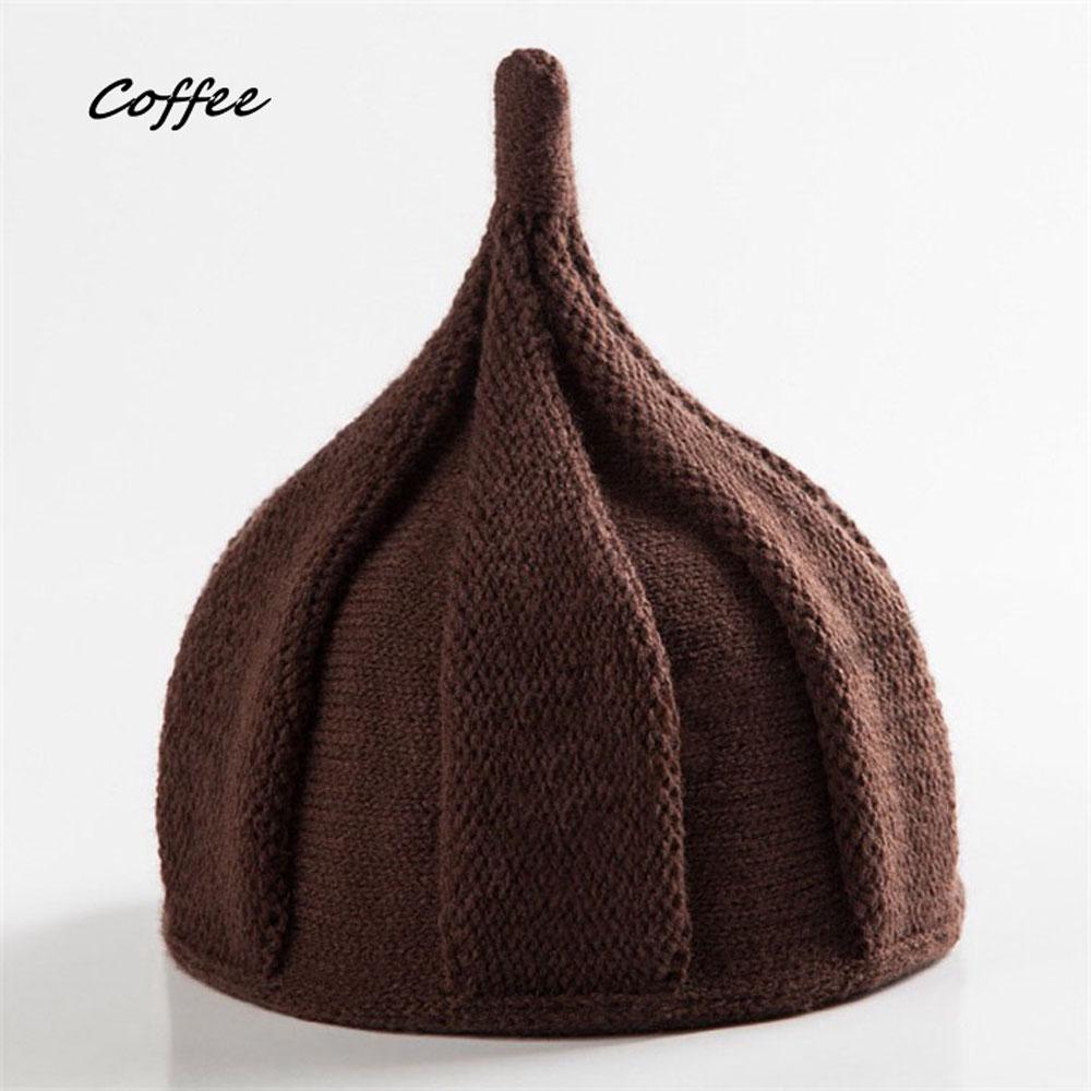 Смешная Теплая Зимняя Шапка-Бини Вязаные Шерстяные Шапки-Вертушки Скрученные Цветы Остроконечные Шапки