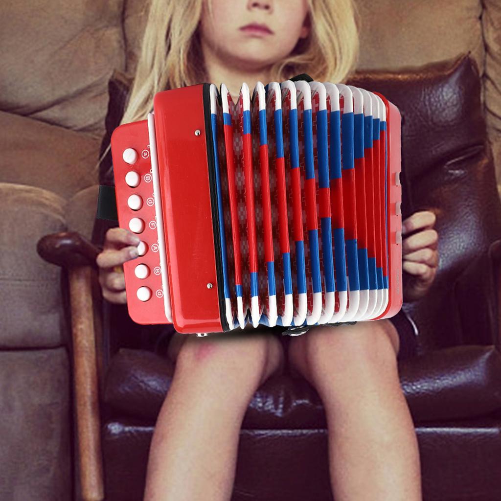 Children 7‑Key 2 Bass Mini Small Accordion Educational Musical Instrument Rhythm Toy (Red)