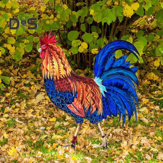 Металлический колышек для сада в виде петуха, устойчивый к погодным условиям, прочный, для наружного использования, патио, двора, газона, реалистичный, железный колышек для петуха, украшение