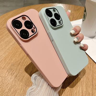 Модный матовый тонкий чехол из поликарбоната цвета конфет для iPhone 16, 15, 14, 13, 12 Pro Max Plus со стеклянной пленкой для объектива камеры, защитная крышка
