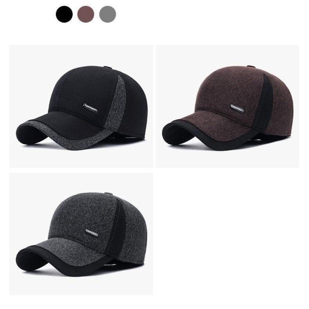 Утолщенные зимние кепки Snapback из твила хлопка, купольные, мужские, бейсболки с козырьком, с отворотом, защита ушей