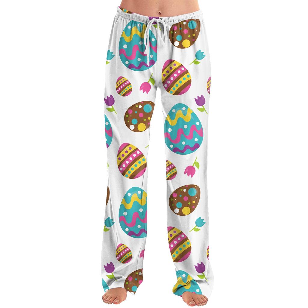 Женские модные свободные повседневные брюки с пасхальным принтом
