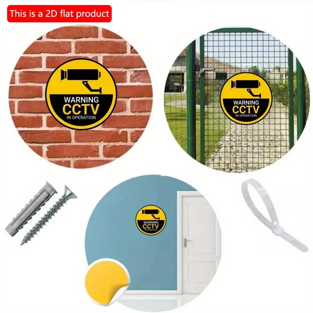1 шт/2 шт 2d плоский деревянный знак "Предупреждение о работе системы видеонаблюдения", знак активной камеры - 20 см, предупреждающие знаки круглосуточной охраны (Круг), Предупреждающий знак олова