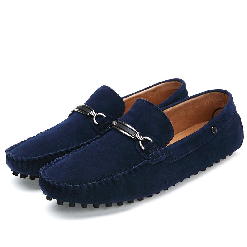 Мужские мокасины, мягкие мокасины, замшевые туфли, мужская осенняя обувь из натуральной кожи, нескользящие мужские туфли на плоской подошве для вождения, британский стиль, прогулочная обувь