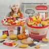 Kid's Pretend Kitchen Play Set: Pizza, Burgers, French Fries, Egg Tart, Family Bucket.