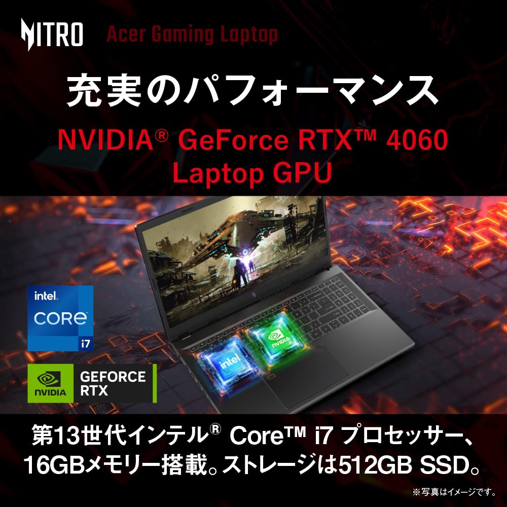 Игровой ноутбук Acer Nitro V 15 GeForce RTX 4060, графический процессор Core i7 16 ГБ, оперативная память 512 ГБ, твердотельный накопитель Full HD 144 Гц, IPS, Windows 11 Home 15.6, ANV15-51-N76Y46/4