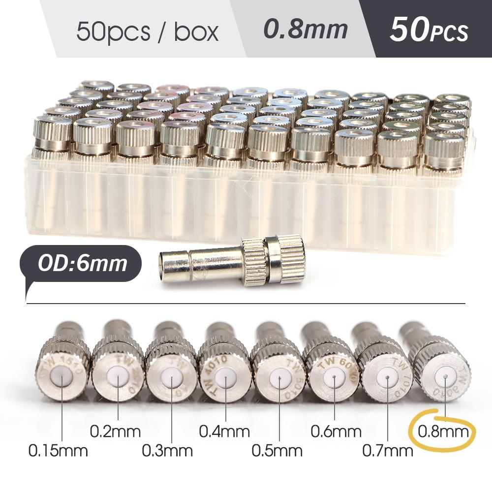 0.15-0.8mm Low-pressure Misting Nozzle 6mm Atomization Sprayer Quick Push Slip Lock for Garden Irrigation Humidification Cooling