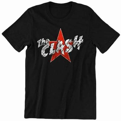 Панк-рок группа The Clash Потертая надпись Красная ЗВЕЗДА Футболка Новая