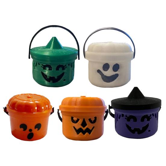Ведро для тыквы на Хэллоуин Миниатюрный дизайн Тыква Оранжевое ведро Мини-контейнеры для хранения Праздничное украшение на Хэллоуин