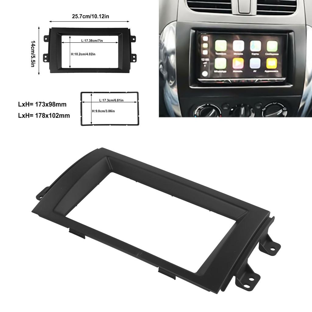 Black Stereo Radio Plate Frame Panel Dash Double Din For 2007-13