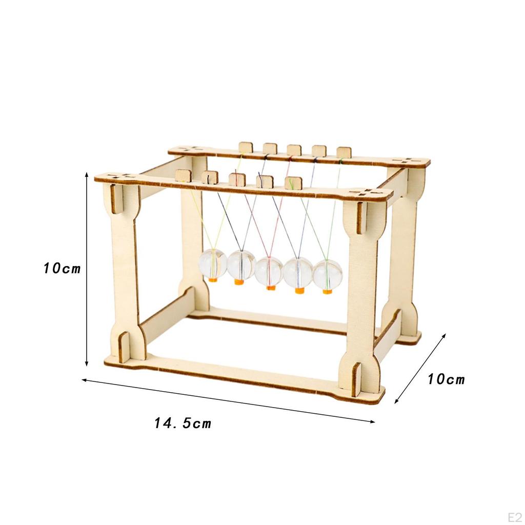 Newton's Cradle DIY Science Experiment Toy Desk Kids Craft Set Handmade Assemble Wood