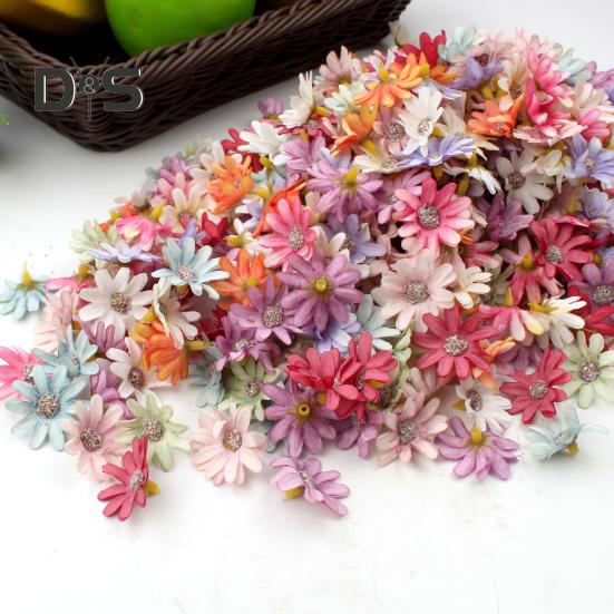 100Pcs/Bag Easy To Maintain Artificial Flower Head Fadeless Fabric Beautiful Garland Fake Flower Wedding Decor