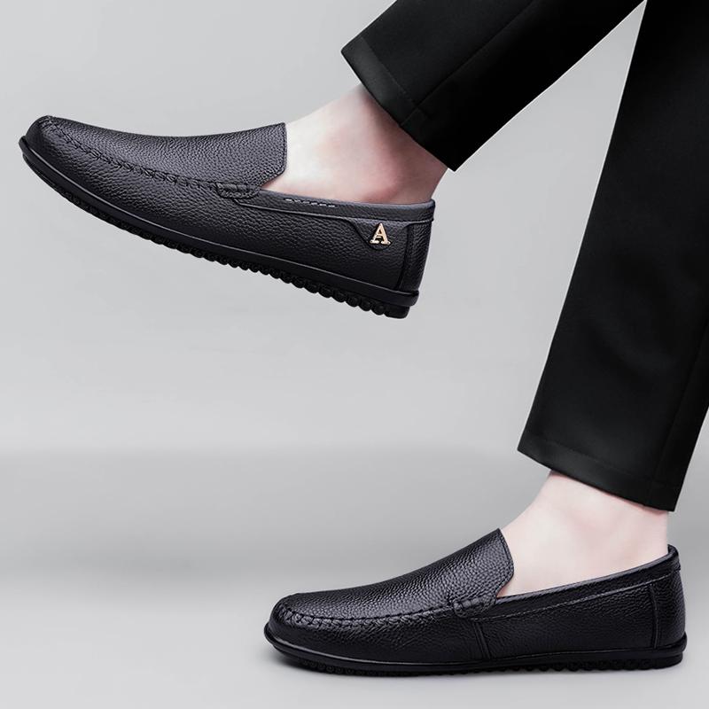 Fashion High Quality Formal Casual Mens Loafers Soft Breathable Slip On Boat Shoes Moccasins Walking Shoes Genuine Leather Men Shoes
