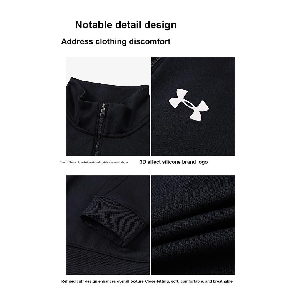 Under Armour Solid Color Knitted Casual Sports Suit Kids Suit Black 1363290-001