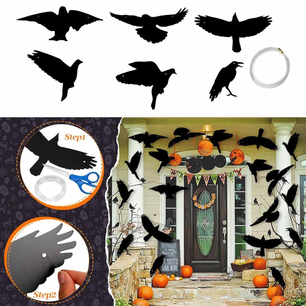 Black Crow Bird Raven Halloween Decoration for Tree Room Home Wedding