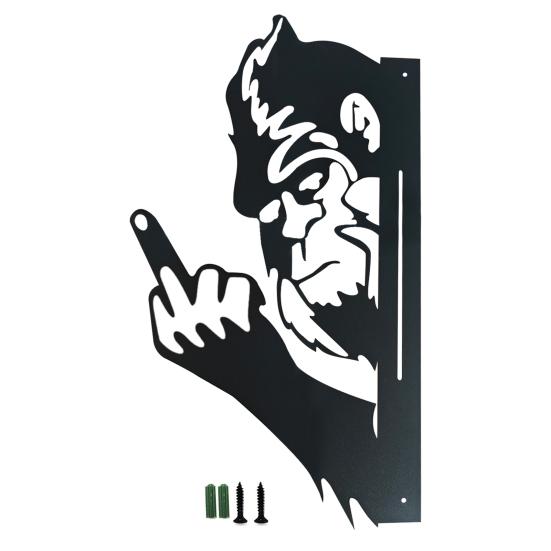 Peek-a-Boo Sasquatch металлический знак двухсторонний силуэт выглядывающего животного средний палец Sasquatch садовый художественный знак для наружной стены дерево забор декор