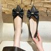 Bow single shoes women's 2025 spring new pointed single shoes women's with skirts soft-soled ladyshoes Korean version Doudou shoes women