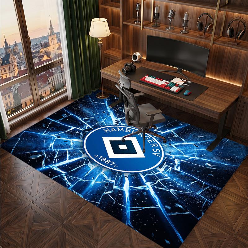 Hamburger SV Football Print Crystal Velvet Rug, Comfortable Water Absorbent Non Slip Indoor Floor Carpet
