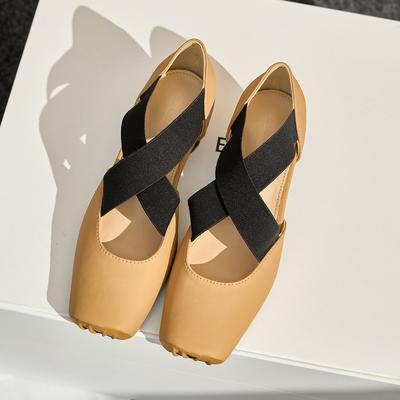 Кожаные балетки сандалии женские летние ретро стиль квадратный носок толстый каблук с открытым вырезом Мэри Джейн одинарные туфли женские