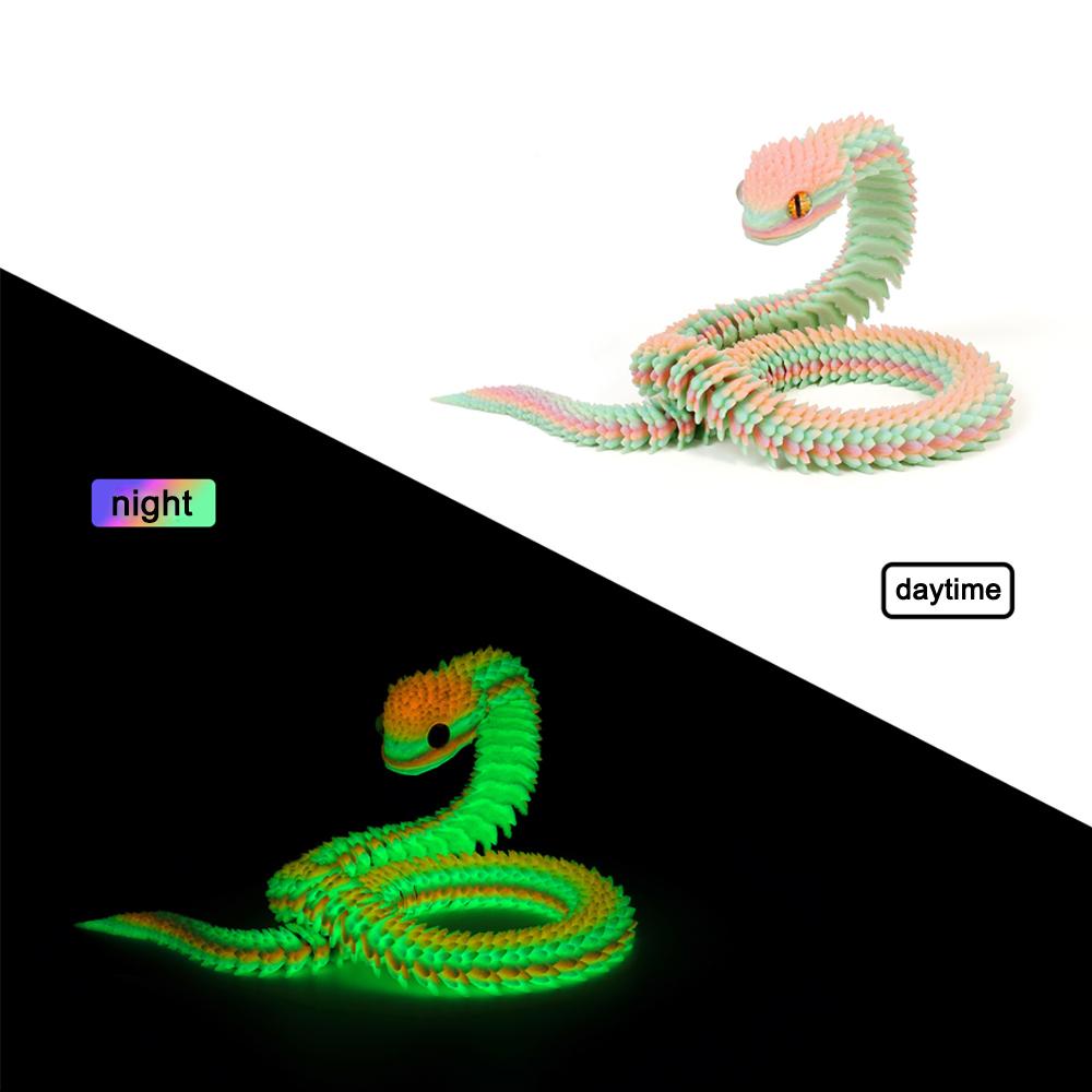 30/40Cm 3D Printed Snake Toys Funny Rotatable Articulated Printed Snake Craft Ornament Simulation Animal Home Desktop Ornament