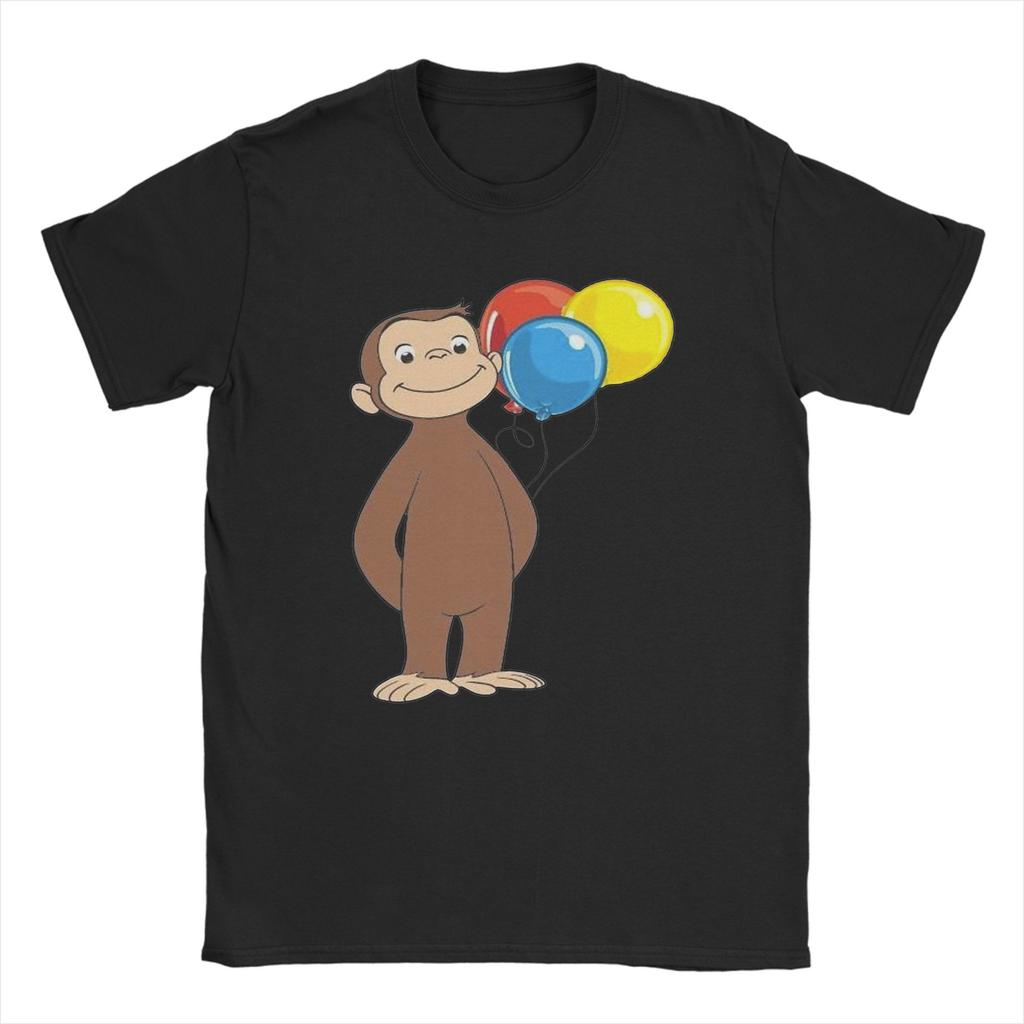 Cartoon Banana Cute Brown Monkey T Shirt Cotton Fun T-Shirts Crewneck Curious George Tees Short Sleeve Clothes Plus Size
