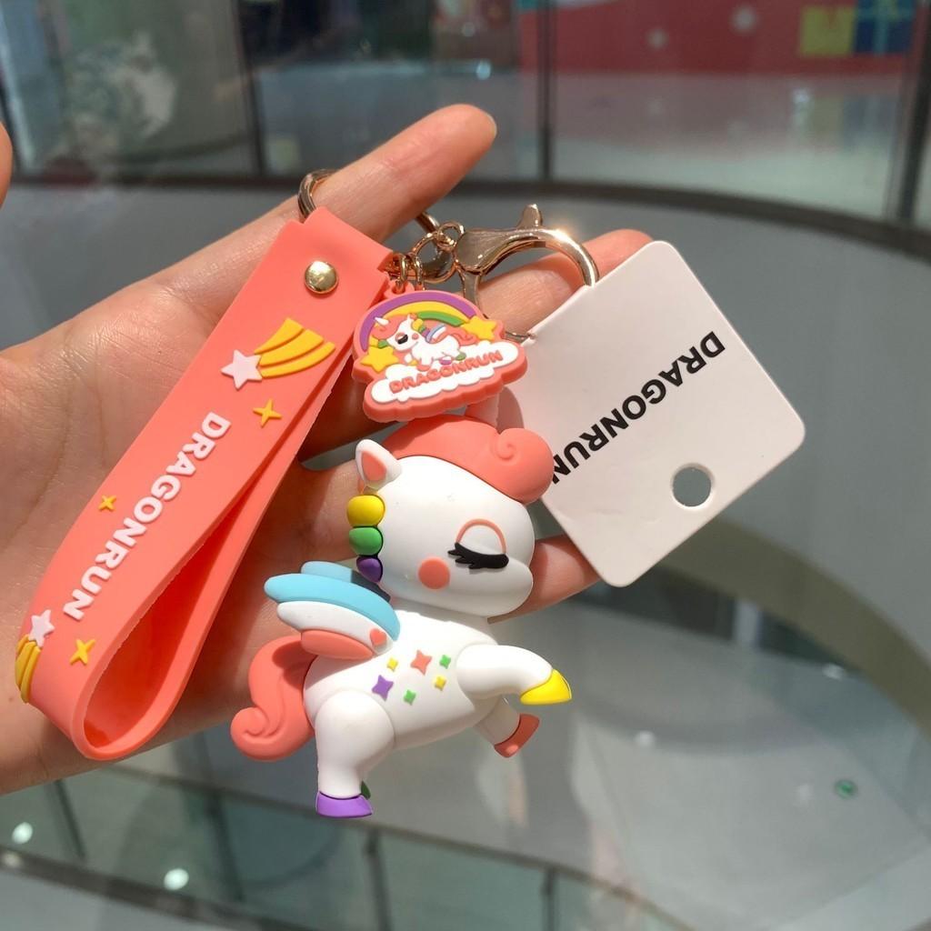 Очаровательный брелок-единорог в мультяшном стиле, милый шарм для сумки-подарка для пар, из розового металла