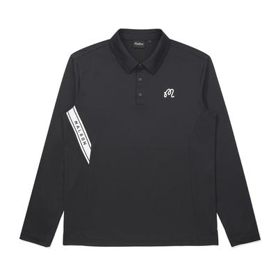 MALBON GOLF Tech Long Sleeve Polo Shirt Black (Man)