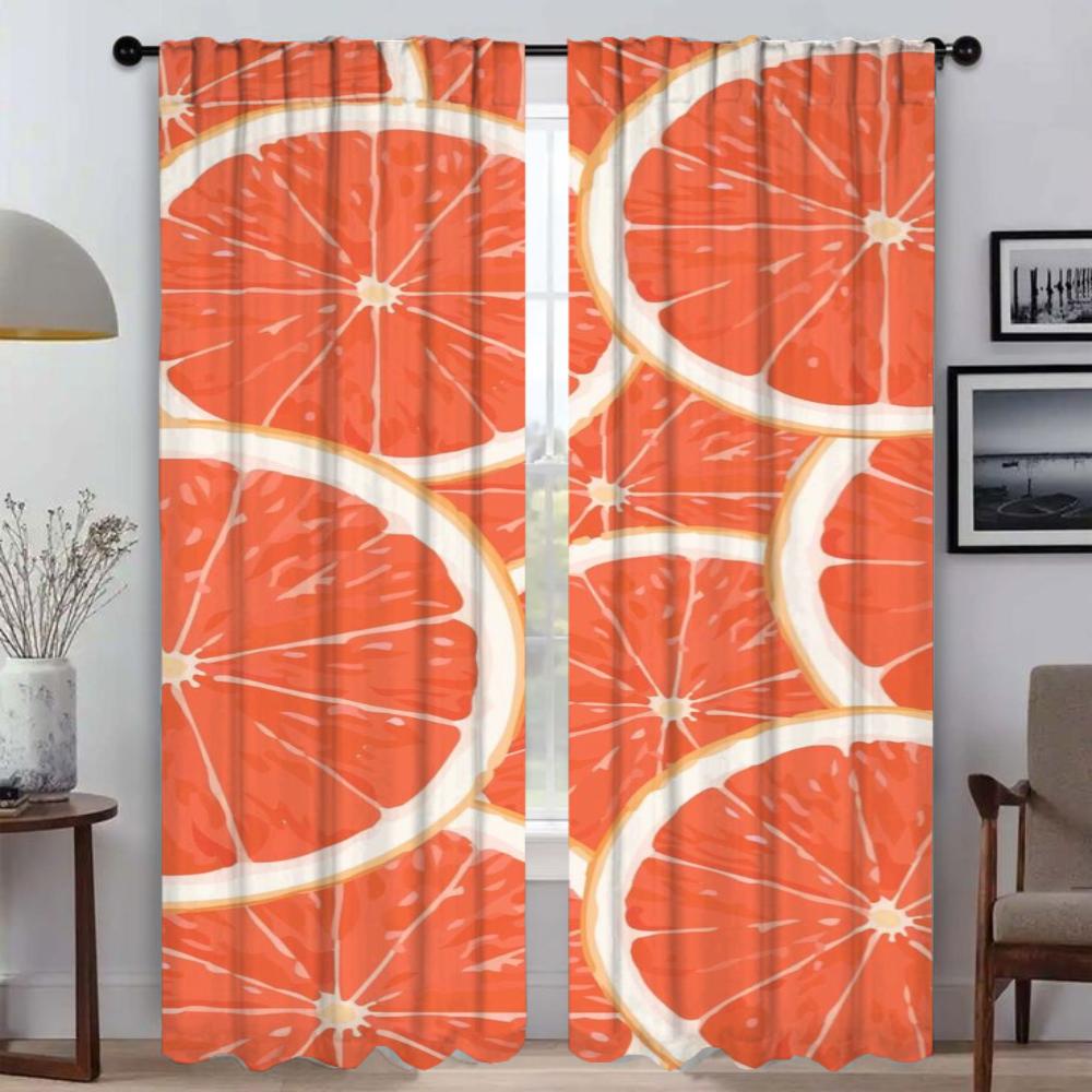 Window Curtain for Room 2 Panel Fruit Home Interior Curtains Shades Partition Halloween Decoration Tulle for Bedroom Living