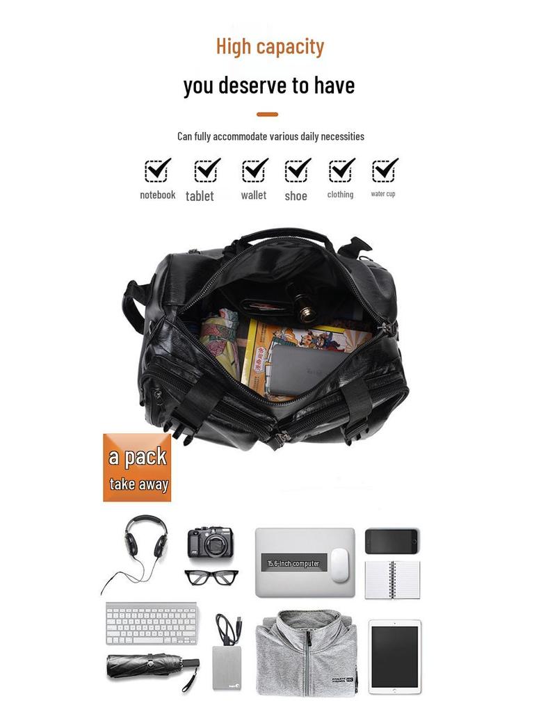 Мужской ретро рюкзак из искусственной ПУ кожи, кросс-граничный, для ноутбука и путешествий, большой вместимости