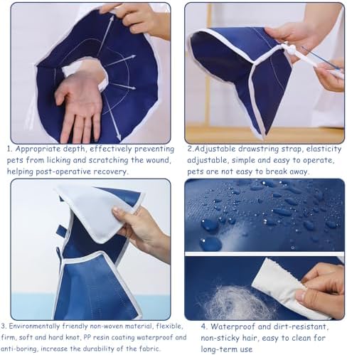Adjustable Cat Recovery Collar Soft Cone for Wound Healing After Surgery Breathable Pet Neck Collar Blue 25cm