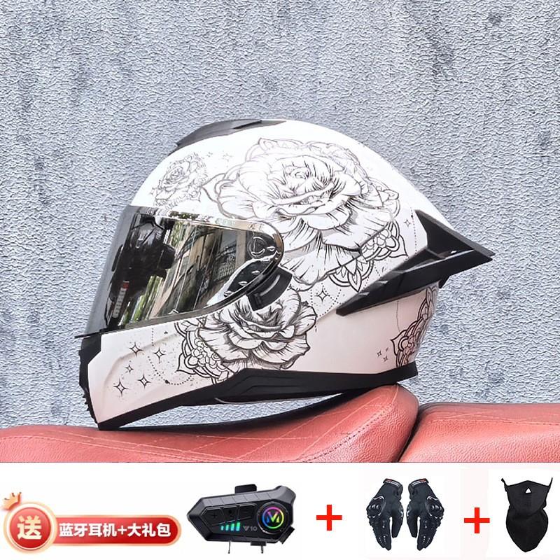 Full Face Motorcycle Helmet With External Bluetooth Module Men Women Large Rear Wing Sport Style DOT Approved