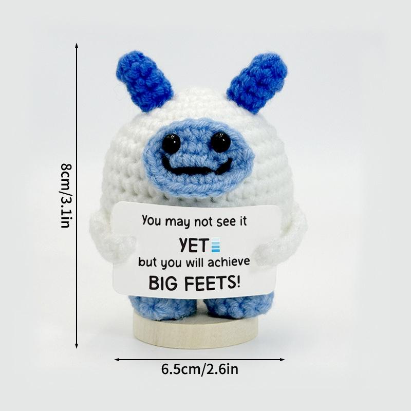 Positive Mini Animals Doll Crochet Bee Doll With Card Handmade Knitted Animals Inspirational Doll Thank You Gift For Women Men