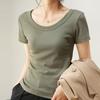 Women's Summer Loose Thin Senior Sense of U-neck Short-sleeved T-shirt