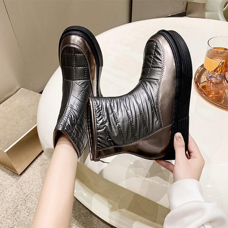 Водонепроницаемые зимние ботинки, женские новые хлопковые ботинки, женские зимние ботинки с флисовой подкладкой, теплые хлопковые ботинки длиной до середины голени, толстая подошва, нескользящая