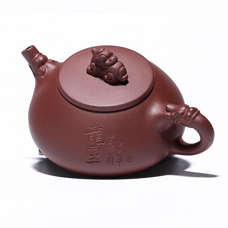 250 мл фиолетовый глиняный горшок Исин, оригинальный мой фиолетовый глиняный чайный горшок, камень печати дракона, ковш, горшок, известный мастер, чистый ручной чайник Гун Пао