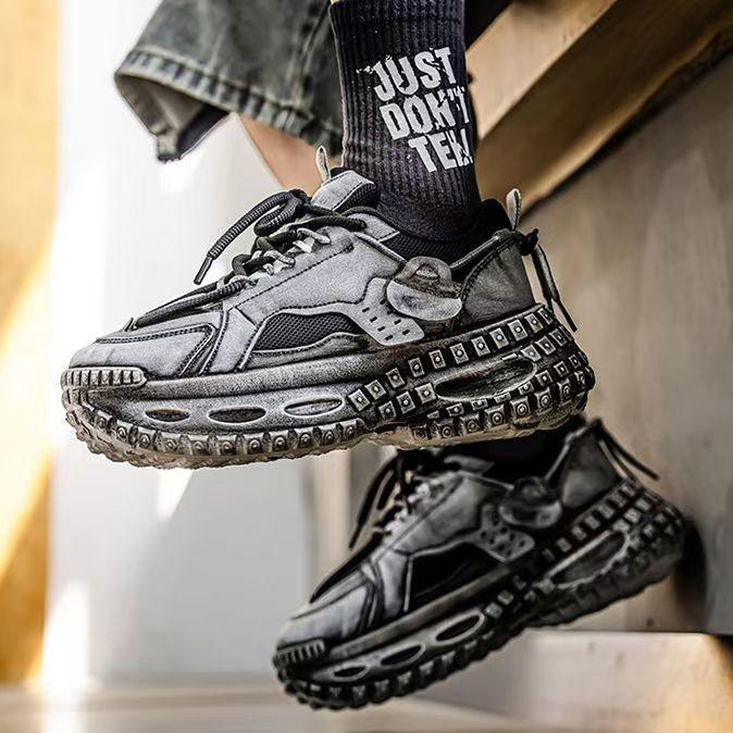 Autumn Men's Shoes New Breathable Mesh Youth Sports Shoes Men's Trend Versatile Tire Sole Platform Dad Shoes Men