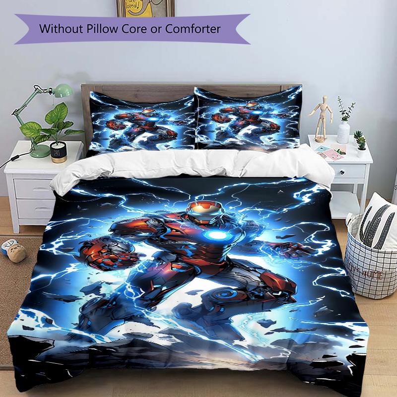 Iron Man Storm Print 3Pcs Bedding Setduvet Cover With 2 Bedropillowcase Home Birthday Gift