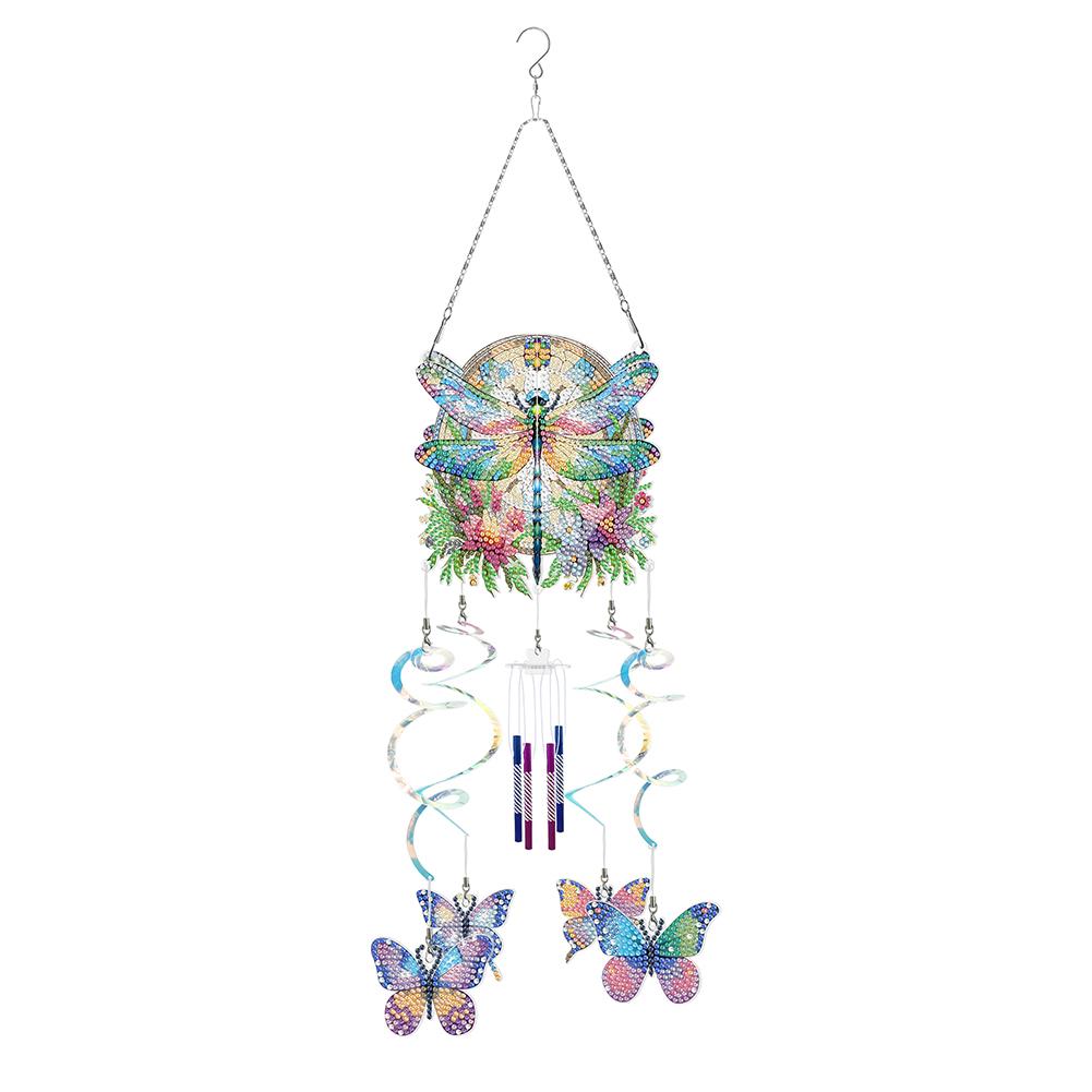 Acrylic Double-sided Diamond Painting Captures Flower Butterfly Hummingbird Dragonfly DIY Wind Chimes Garden Doors and Windows D