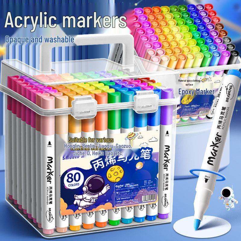 Washable Non-Bleeding Acrylic Markers for Kids - Stackable, Watercolor Pens for Elementary Students